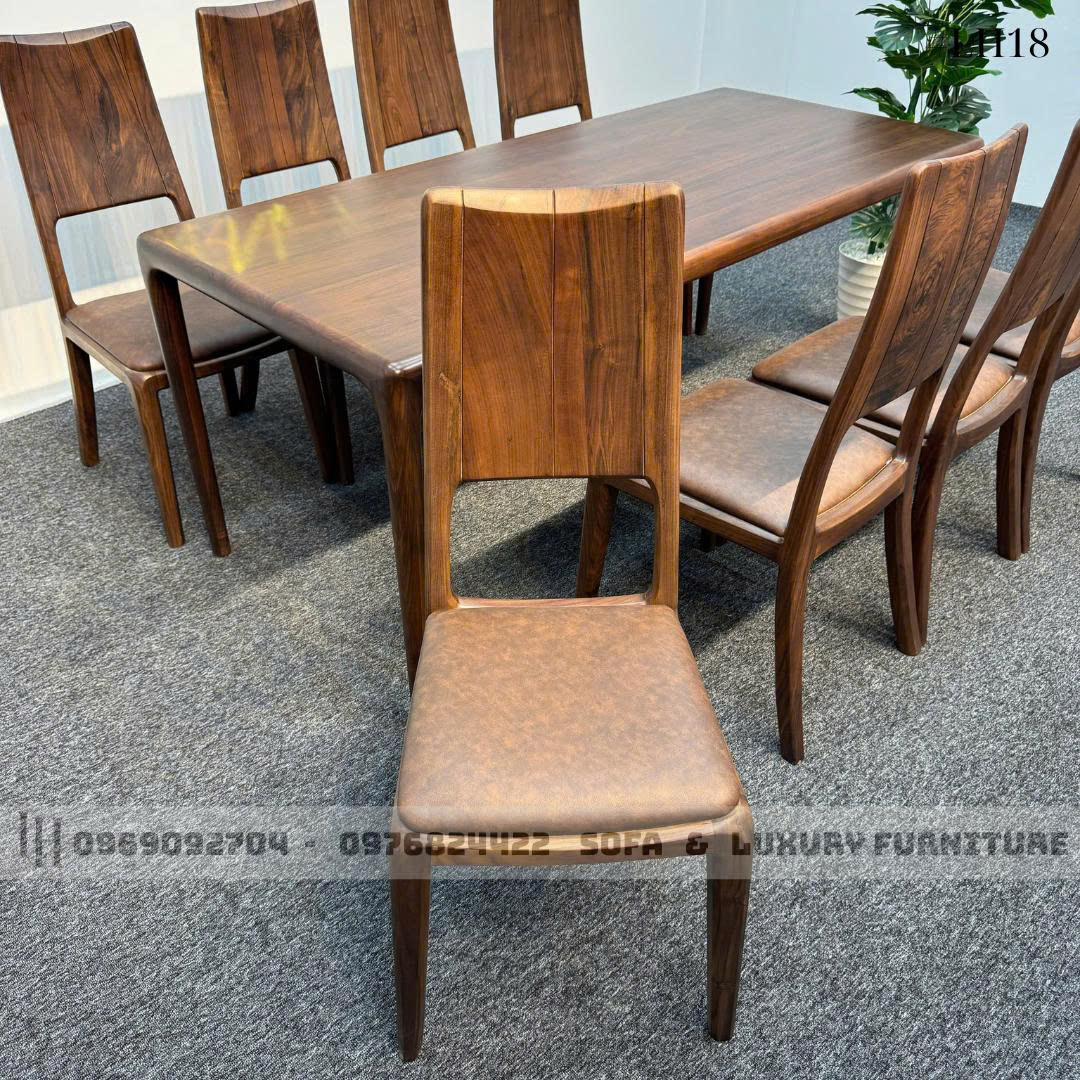 bộ bàn ăn 8 ghế gỗ óc chó lh18 thiết kế trơn 4 bộ bàn ăn 8 ghế gỗ óc chó lh18 thiết kế trơn 4
