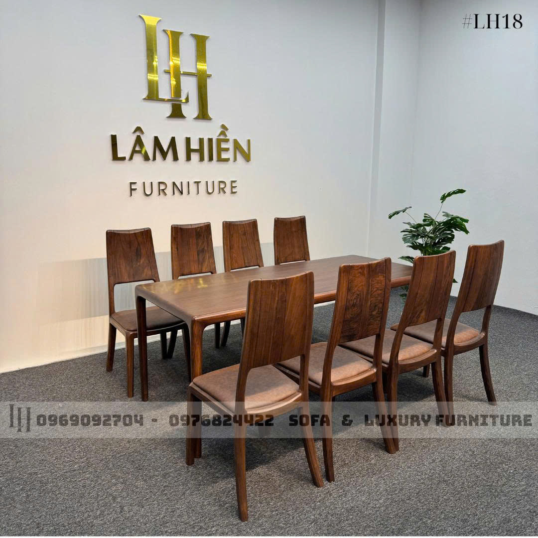 bộ bàn ăn 8 ghế gỗ óc chó lh18 thiết kế trơn 5 bộ bàn ăn 8 ghế gỗ óc chó lh18 thiết kế trơn 5